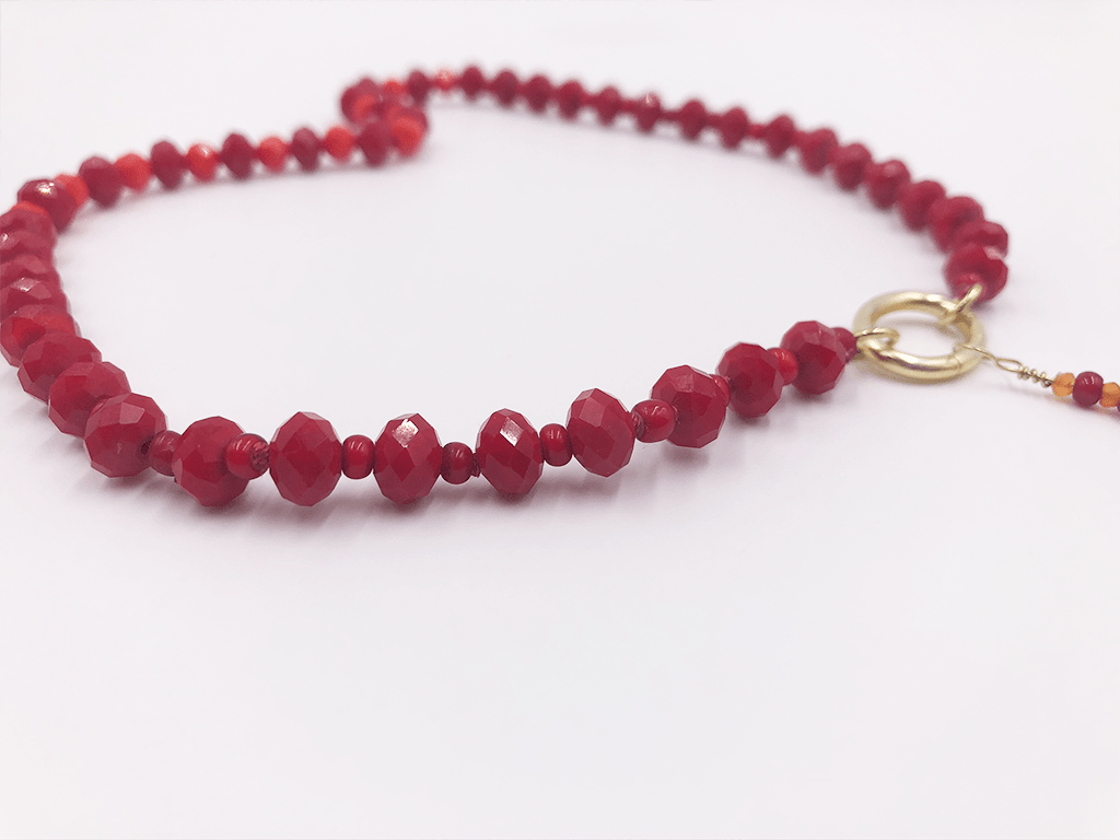 Beaded Red Crystals with Touch of Orange
