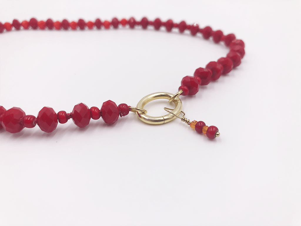 Beaded Red Crystals with Touch of Orange