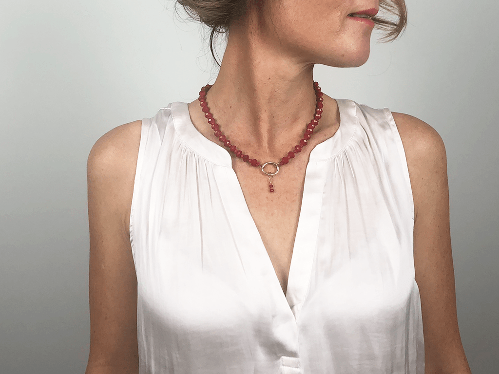 Beaded Red Crystals with Touch of Orange