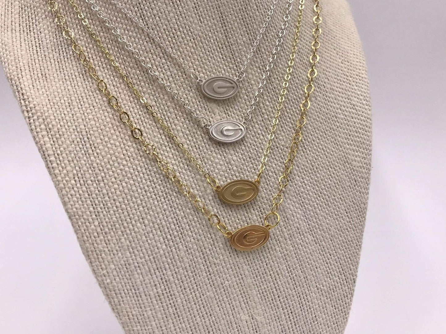 Rye Garnets Necklace, Georgia Bulldogs Necklace, Green Bay Packers Necklace, Grambling State University Tigers Necklace, Greenwood Eagles Necklace