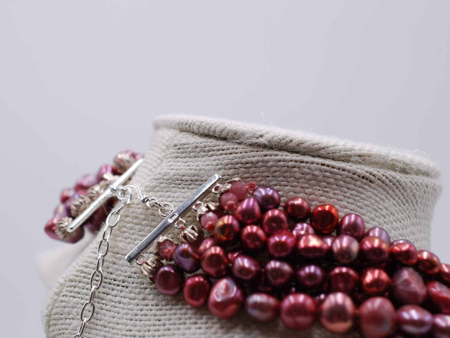 Multi Strand Pink Pearl Necklace