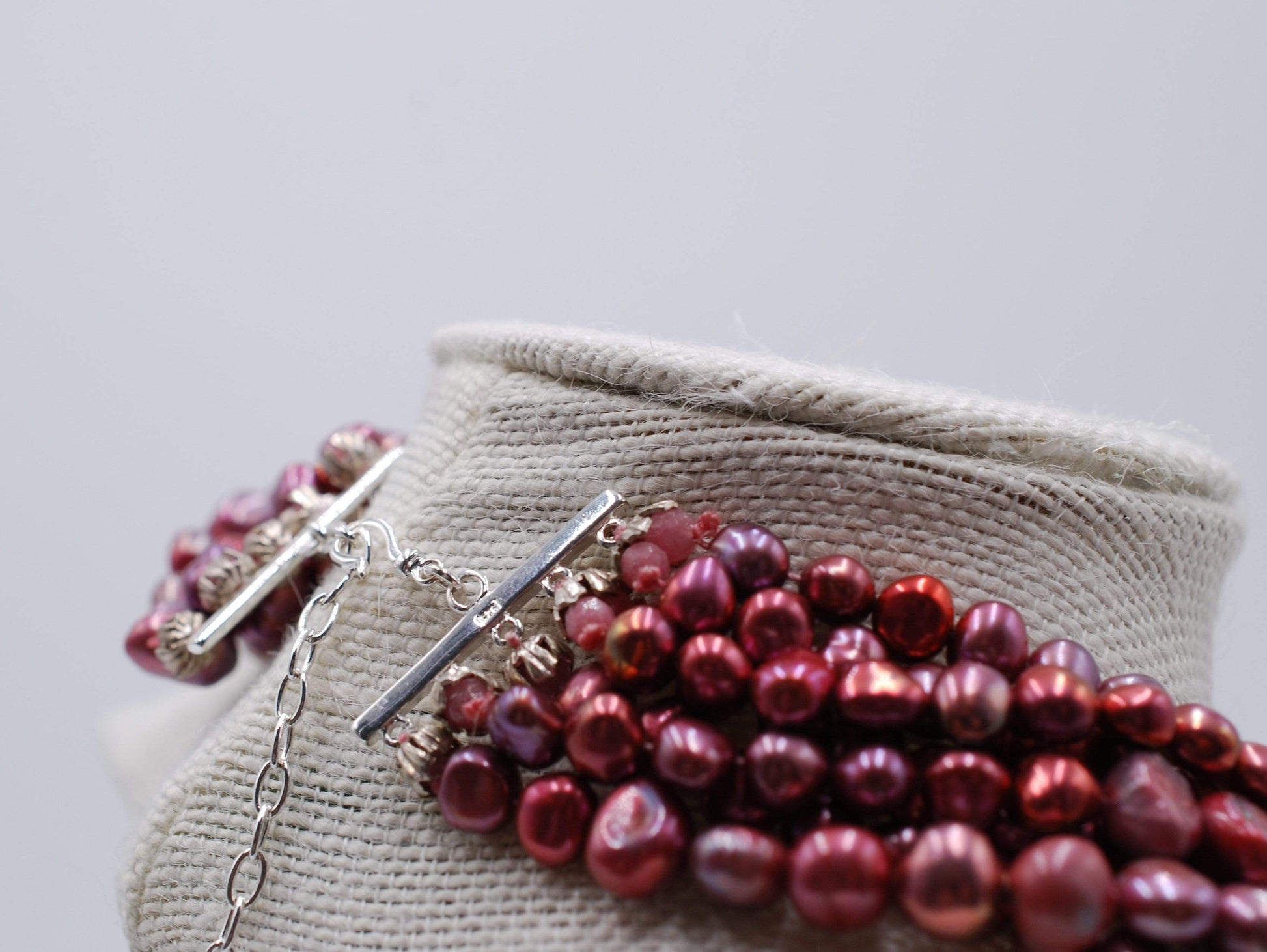 Multi Strand Pink Pearl Necklace