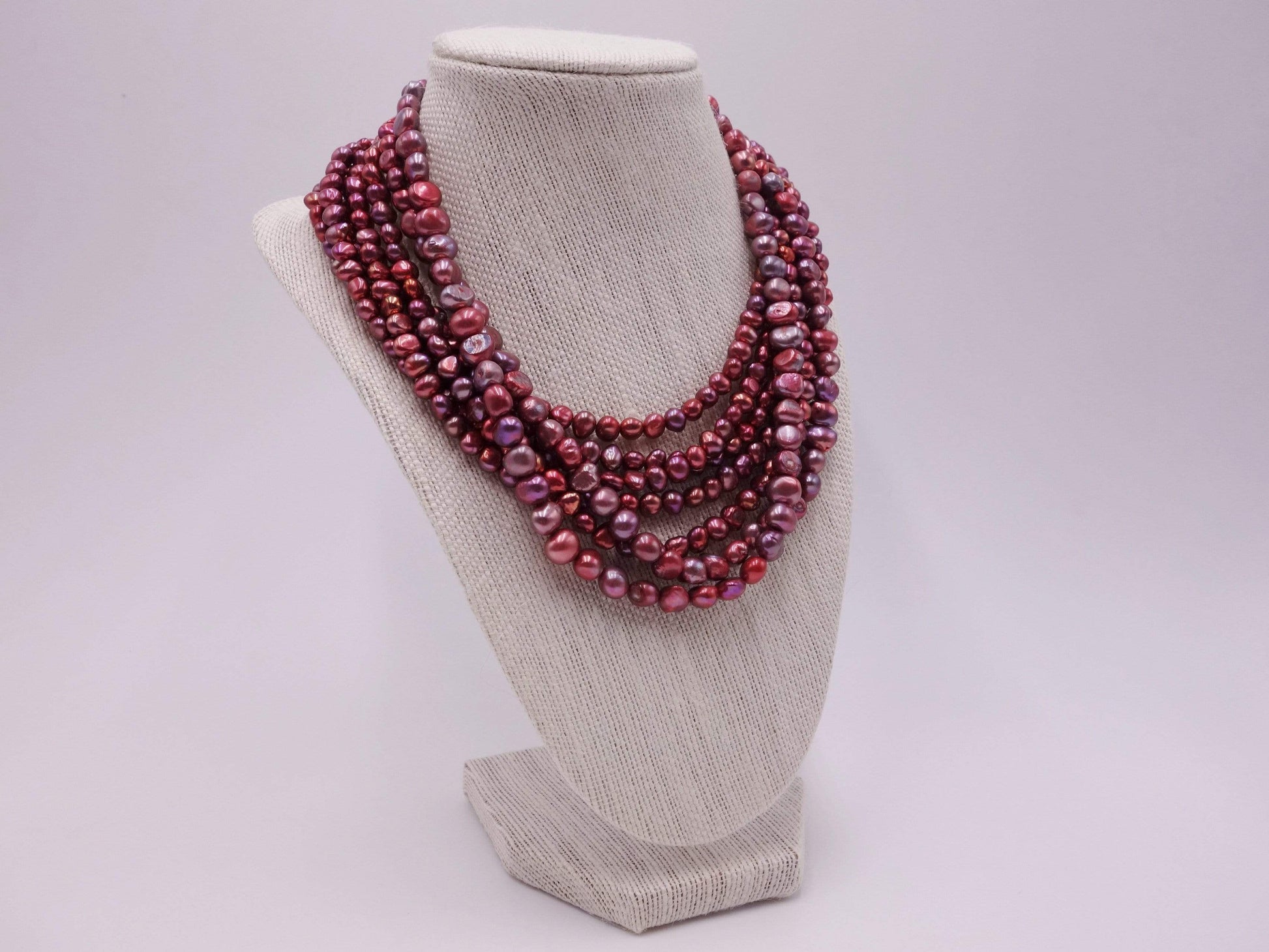 Multi Strand Pink Pearl Necklace