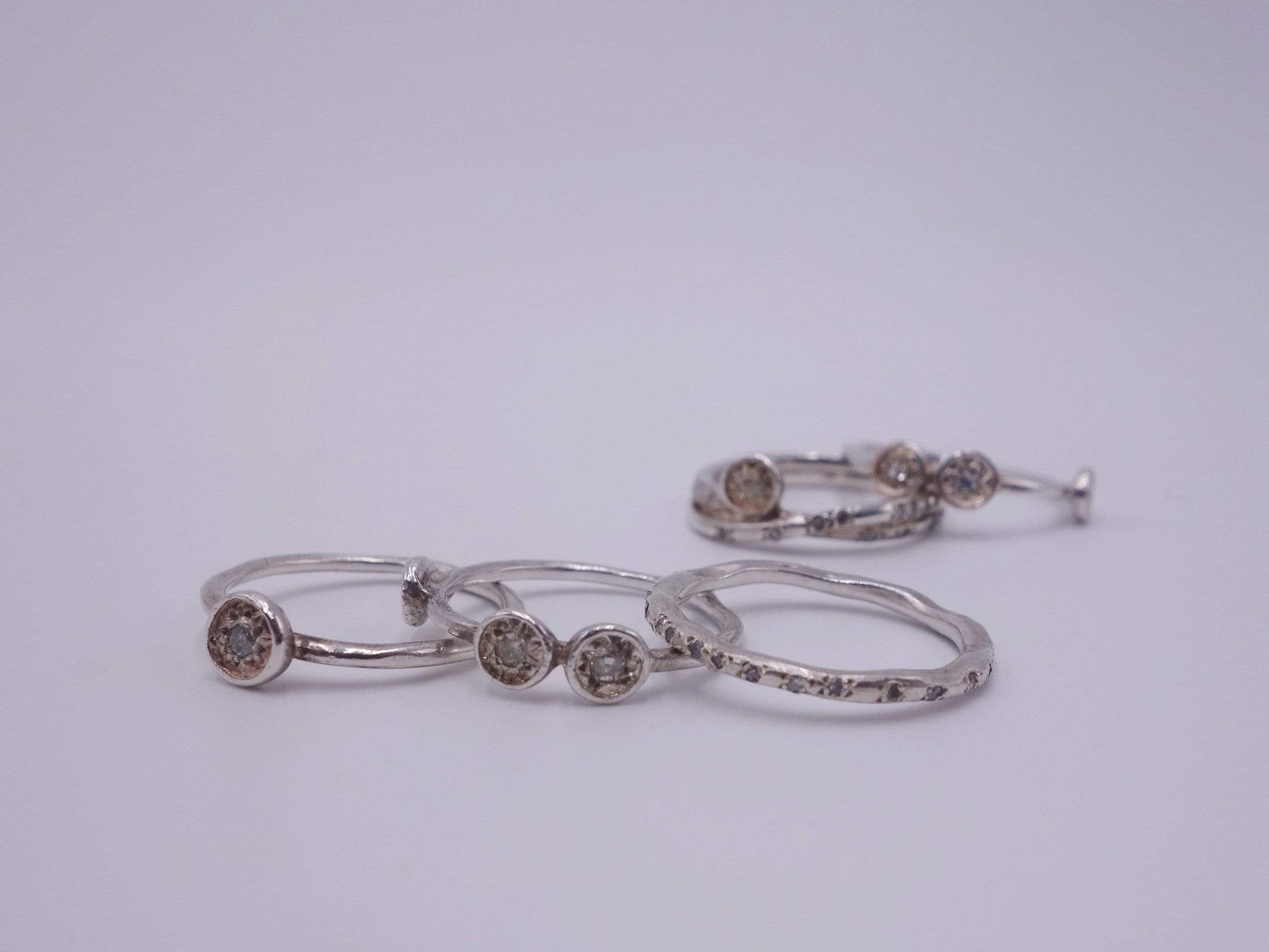 Sterling Stackables Rings with Diamonds