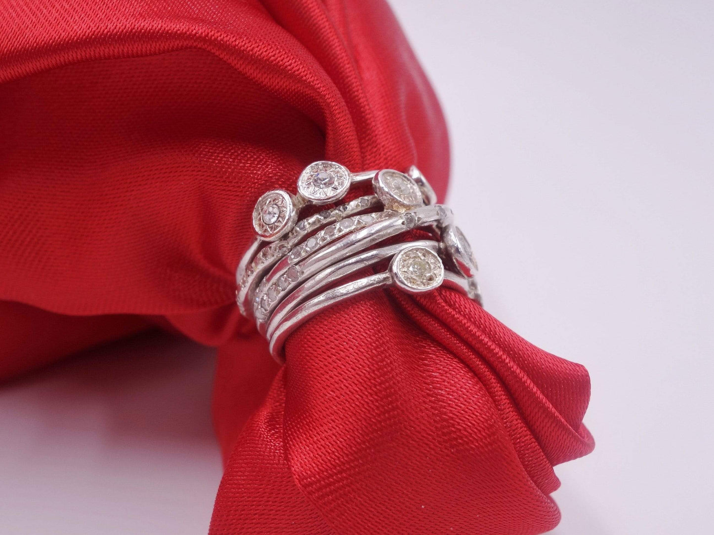Sterling Stackables Rings with Diamonds