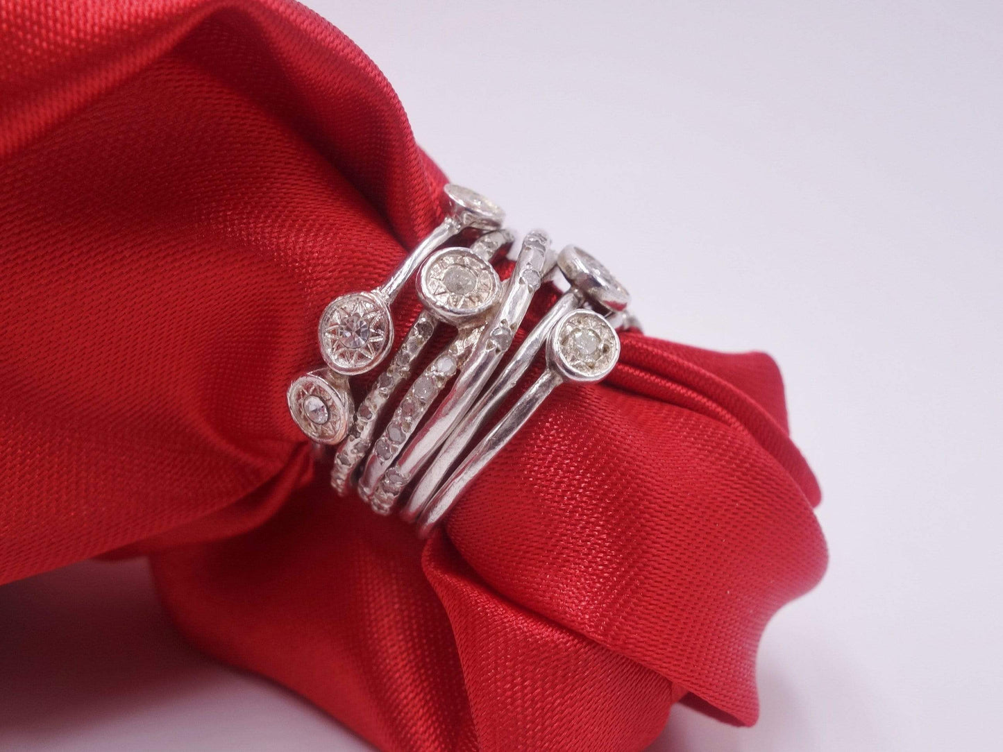 Sterling Stackables Rings with Diamonds
