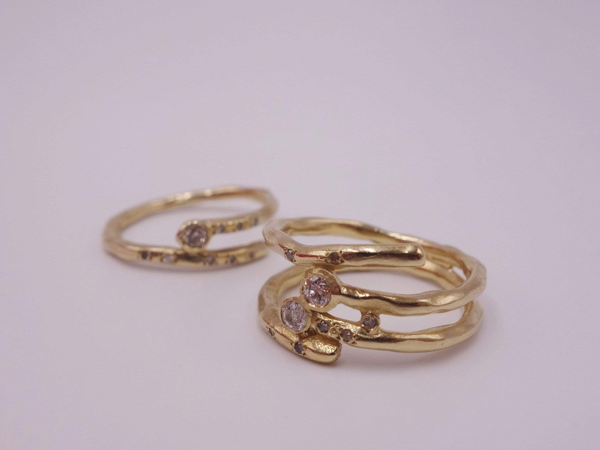 Gold Ring with Two Diamonds