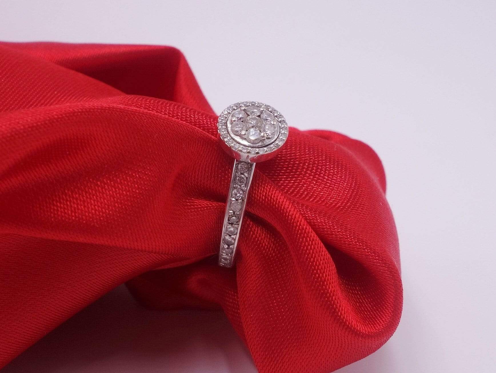 Platinum and White Gold Ring with Pave Diamonds