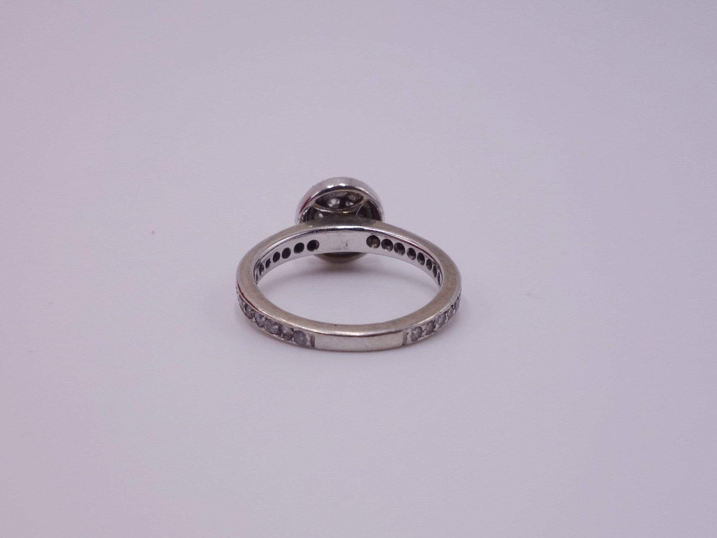 Platinum and White Gold Ring with Pave Diamonds