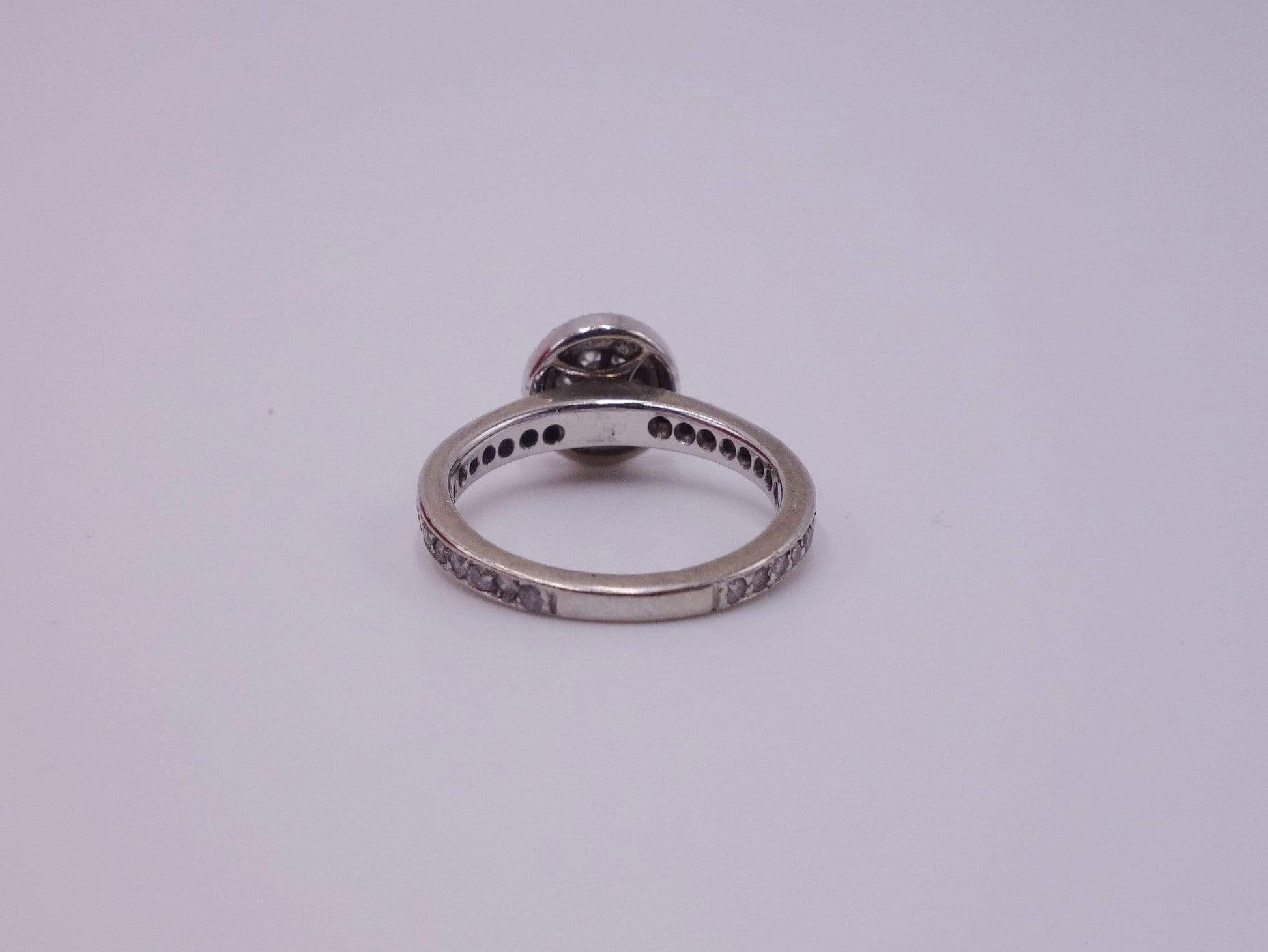 Platinum and White Gold Ring with Pave Diamonds