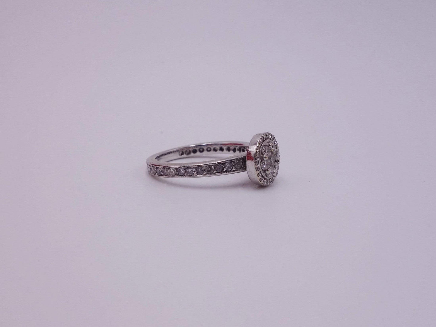 Platinum and White Gold Ring with Pave Diamonds