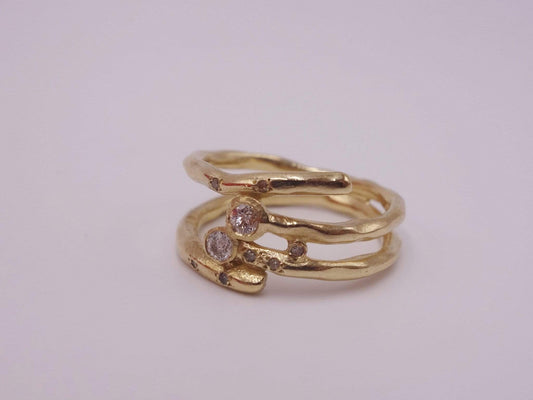 Gold Ring with Two Diamonds