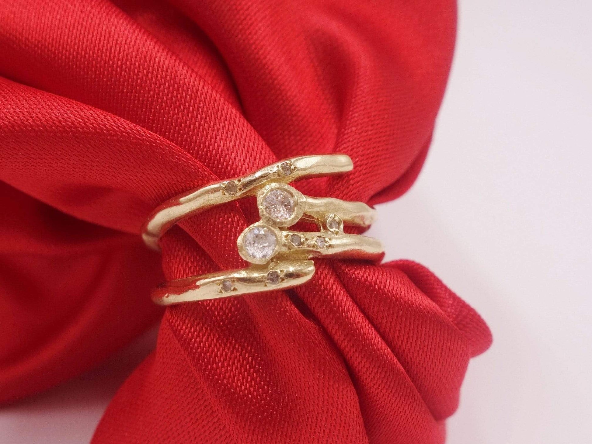 Gold Ring with Two Diamonds