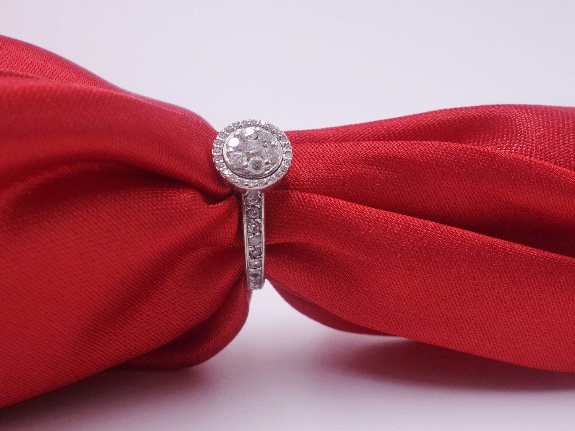 Platinum and White Gold Ring with Pave Diamonds