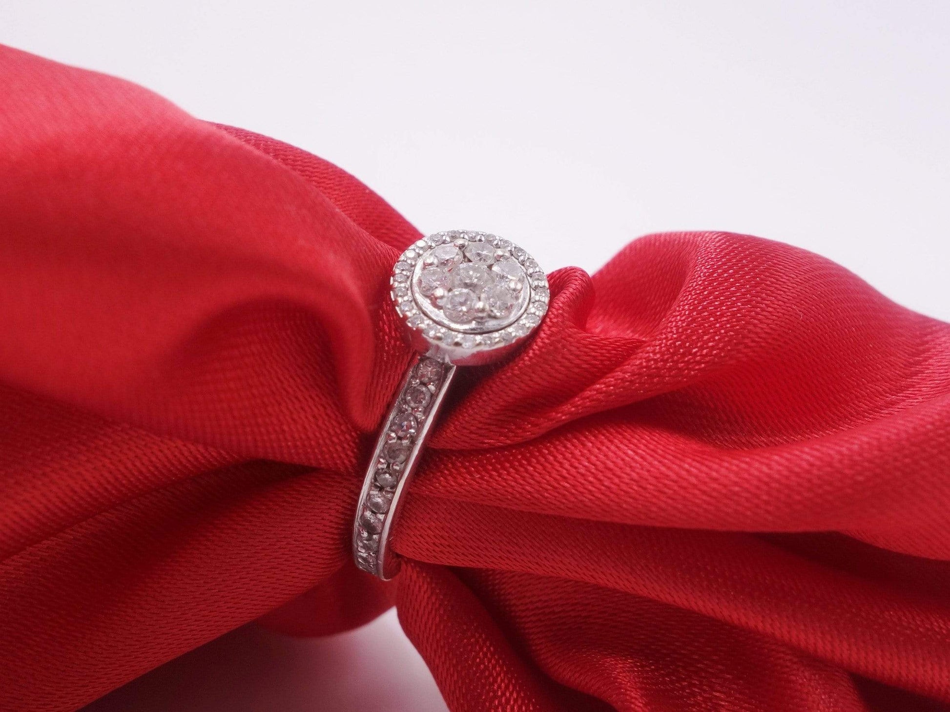 Platinum and White Gold Ring with Pave Diamonds