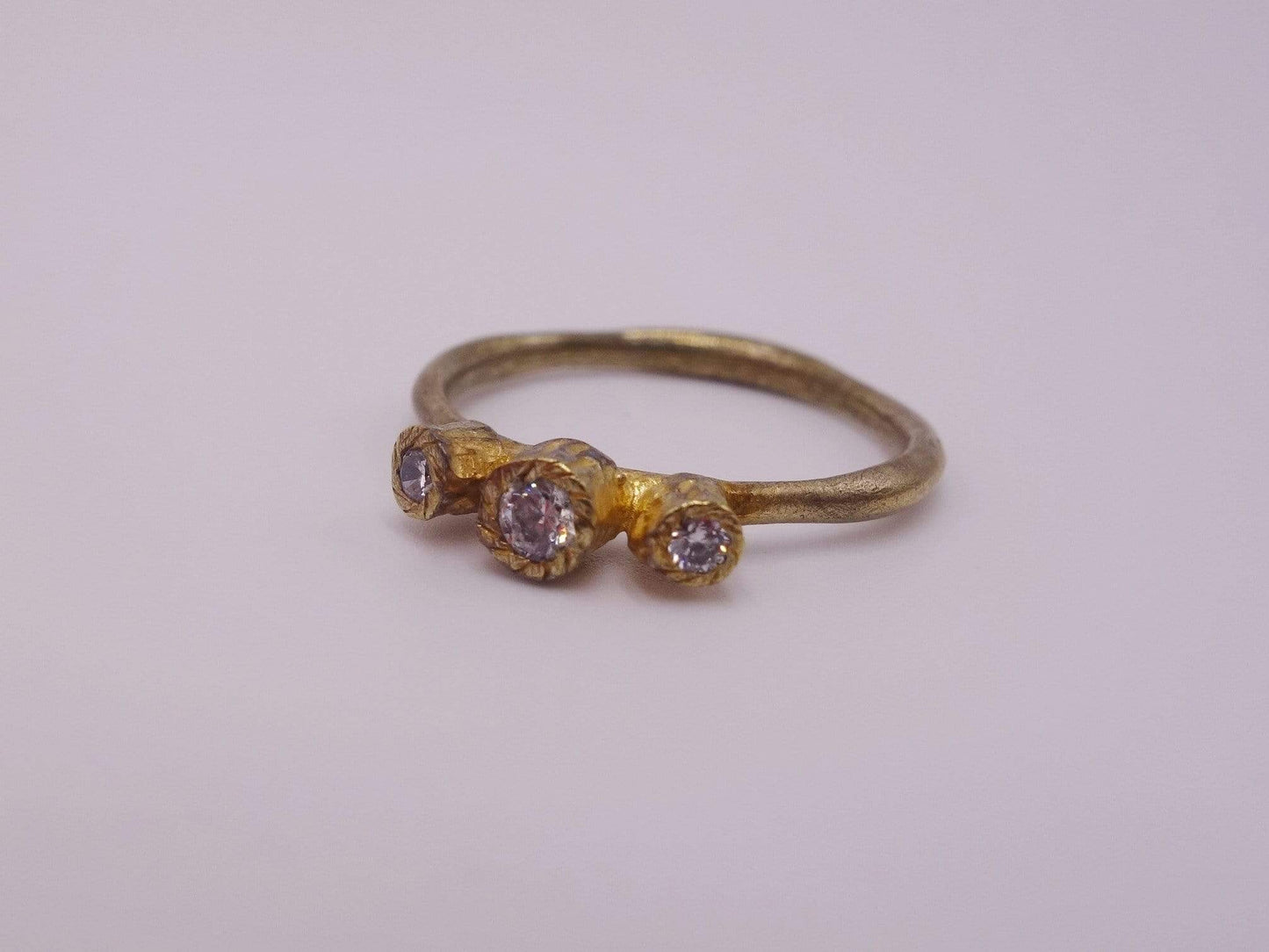 Three Tiered Gold Plated Cluster Ring with Diamonds