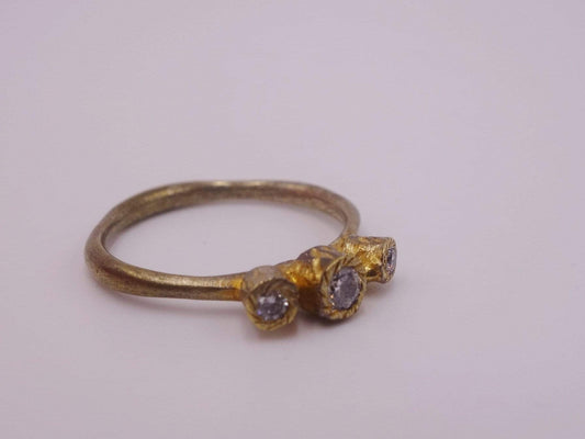 Three Tiered Gold Plated Cluster Ring with Diamonds