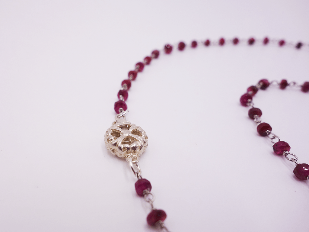 Ruby Necklace with Elegant Silver Pendant