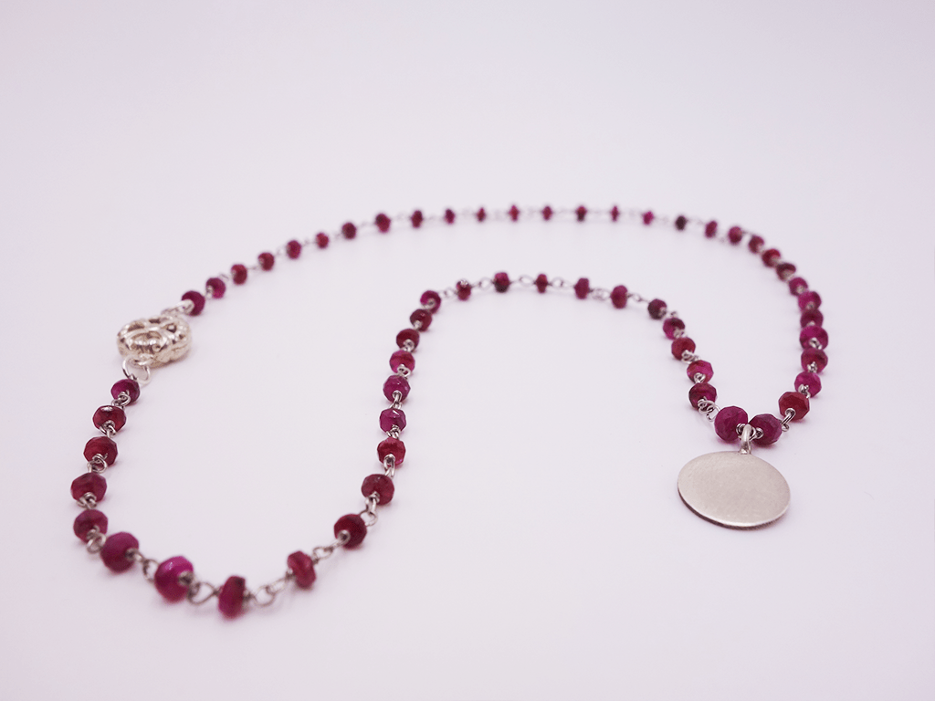 Ruby Necklace with Elegant Silver Pendant