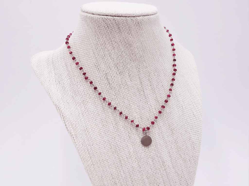 Ruby Necklace with Elegant Silver Pendant