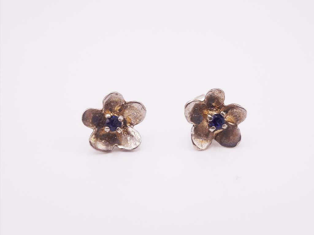 Sapphire Flower Earrings