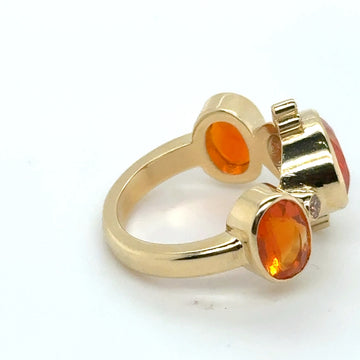 Fire Opal Gold Ring with Diamonds