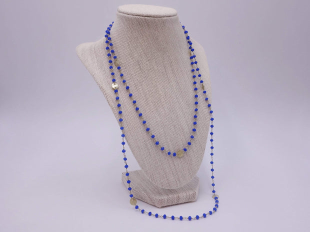 Unique Long Blue-Topaz Necklace
