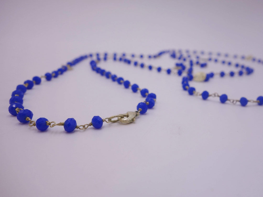 Unique Long Blue-Topaz Necklace