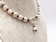 Beaded Antique Pearls with Red Crystal Twist