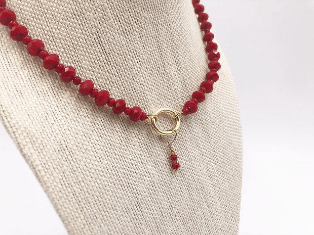 Beaded Red Crystals with Touch of Orange
