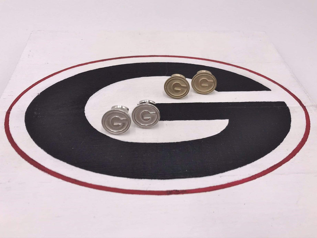 Rye Garnets Cuff Links,  Georgia Bulldogs Cuff Links, Green Bay Packers Cuff Links, Grambling State University Tigers Cuff Links, Greenwood Eagles Cuff Links