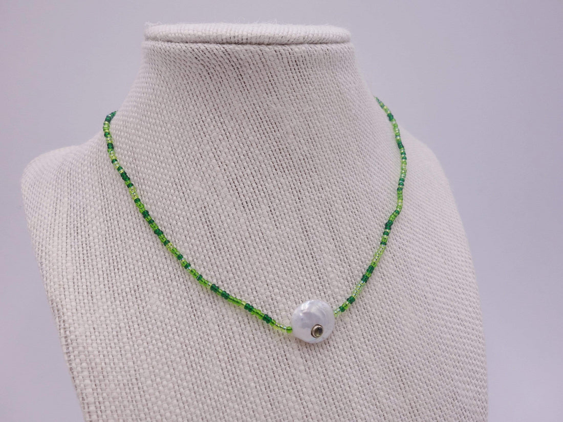 Delicate Peridot Necklace with Pearl