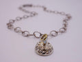 Silver Flower with Blue Topaz Center with Diamonds