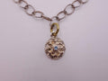 Silver Flower with Blue Topaz Center with Diamonds