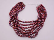 Multi Strand Pink Pearl Necklace
