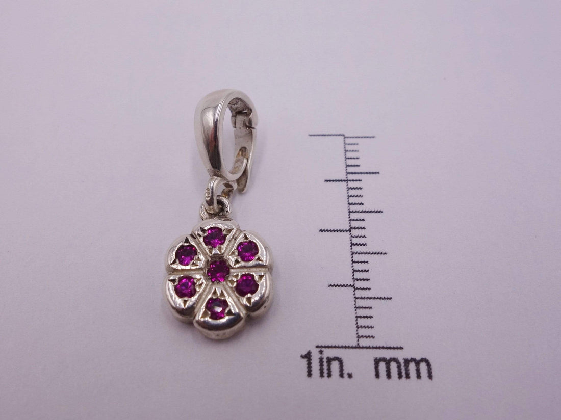 Ruby Silver Flower Pendant