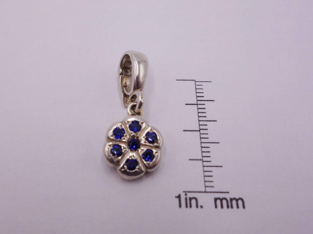 Blue Sapphire Silver Flower Pendant