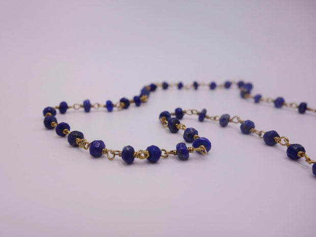 Blue topaz necklace with 18kt gold plated wire