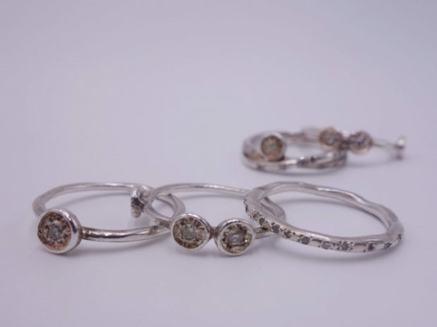 Sterling Stackables Rings with Diamonds