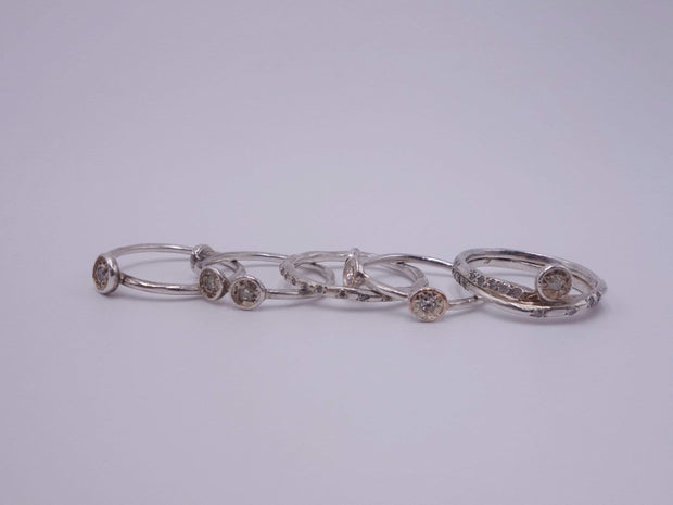 Sterling Stackables Rings with Diamonds
