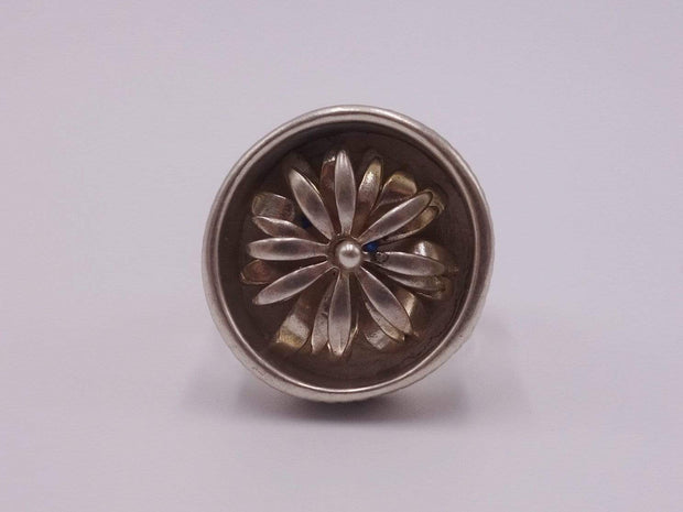 Silver Cocktail Ring with Movable Flower
