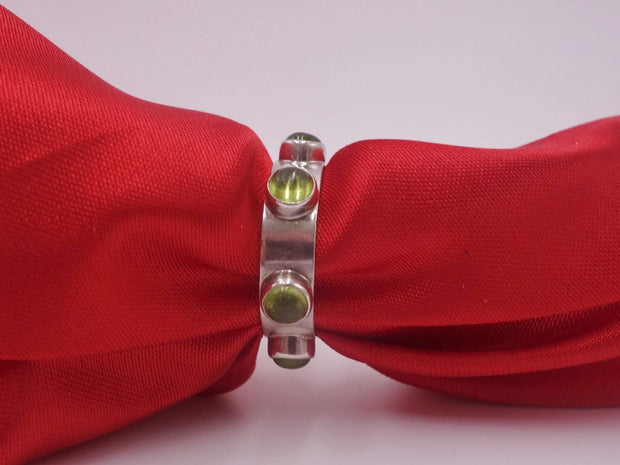 Silver Tudor Ring with Peridots