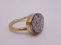 Platinum Coated Druzy Ring set in Gold