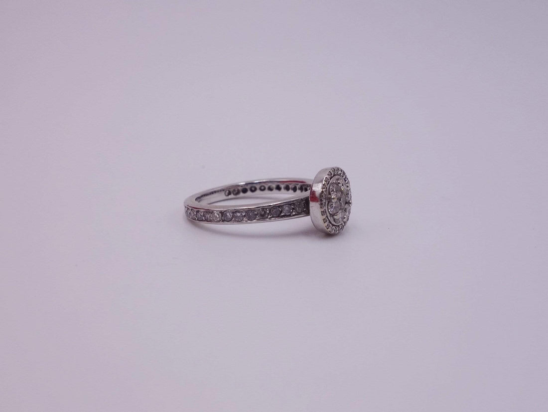 Platinum and White Gold Ring with Pave Diamonds