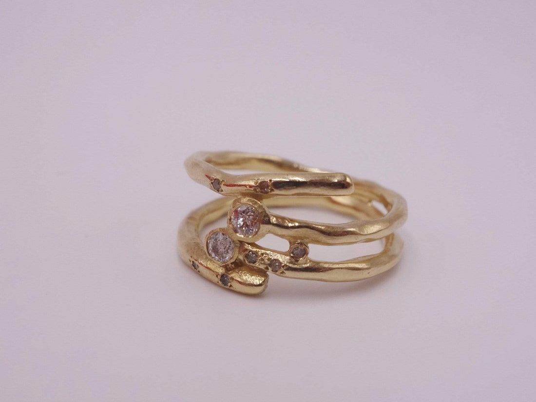Gold Ring with Two Diamonds