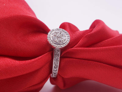 Platinum and White Gold Ring with Pave Diamonds