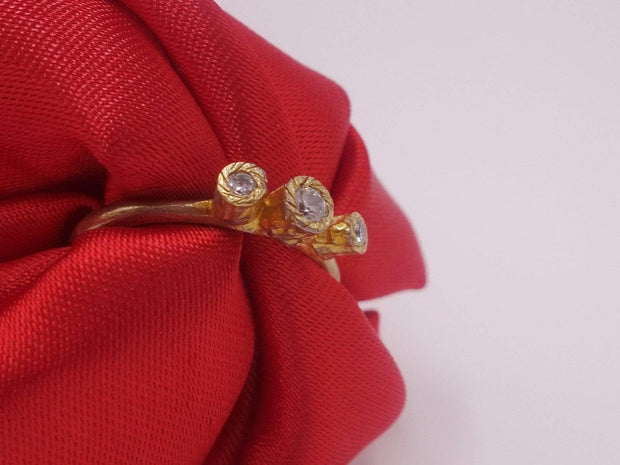 Three Tiered Gold Plated Cluster Ring with Diamonds