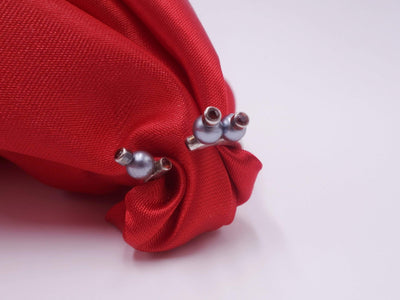 Silver ring with blue pearls and rubelites