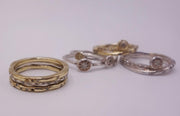 Seven Stackable Gold and Silver Rings