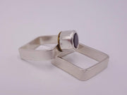 Square Sterling Ring with Rubellite